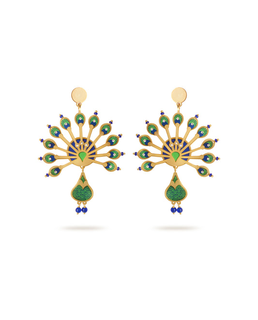 Mor Pankh Gond Art Earrings