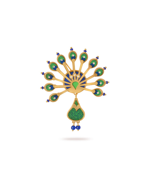 Mor Pankh Gond Art Brooch