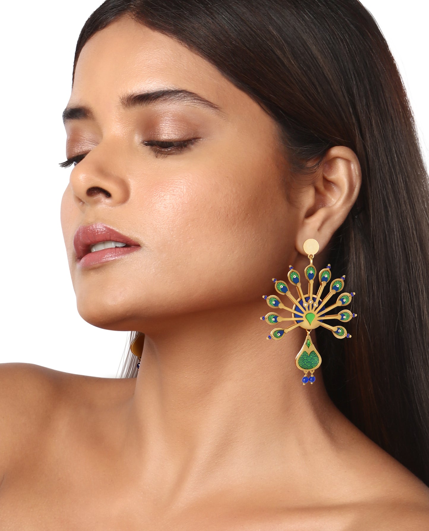 Mor Pankh Gond Art Earrings