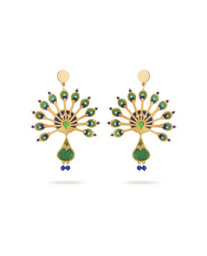 Mor Pankh Gond Art Earrings